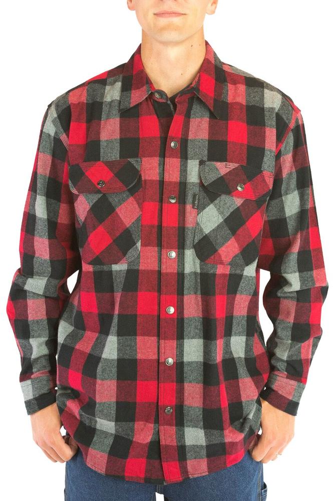 Five Brother Workwear Men's 9oz Snap Front Flannel Shirt 2001/REDGREY