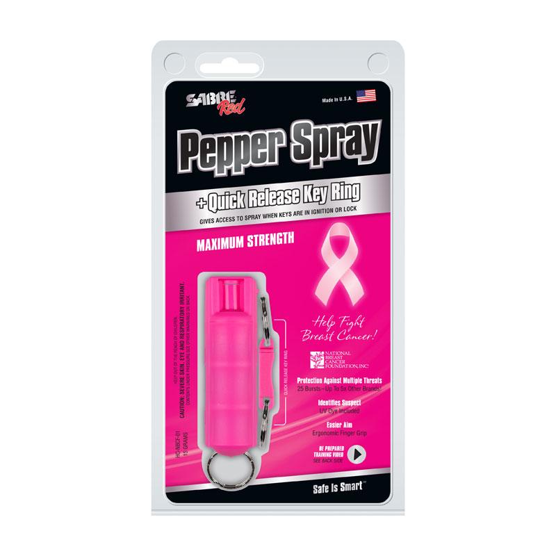 Sabre Pepper Spray with Quick Release Key Ring PINK