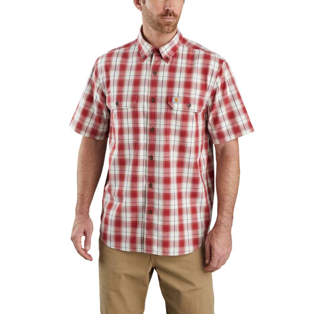 Carhartt Men's Original Fit Button Front Plaid Short Sleeve Shirt DARK_BARN_RED