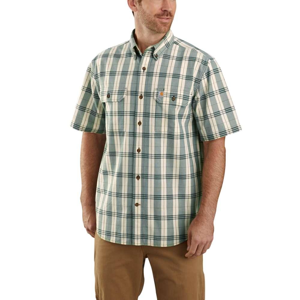 Carhartt Men's Original Fit Button Front Plaid Short Sleeve Shirt MUSK_GREEN