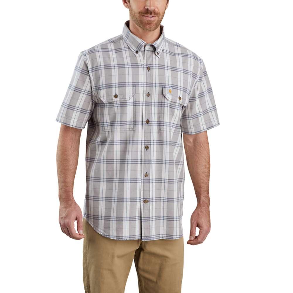 Carhartt Men's Original Fit Button Front Plaid Short Sleeve Shirt STEEL