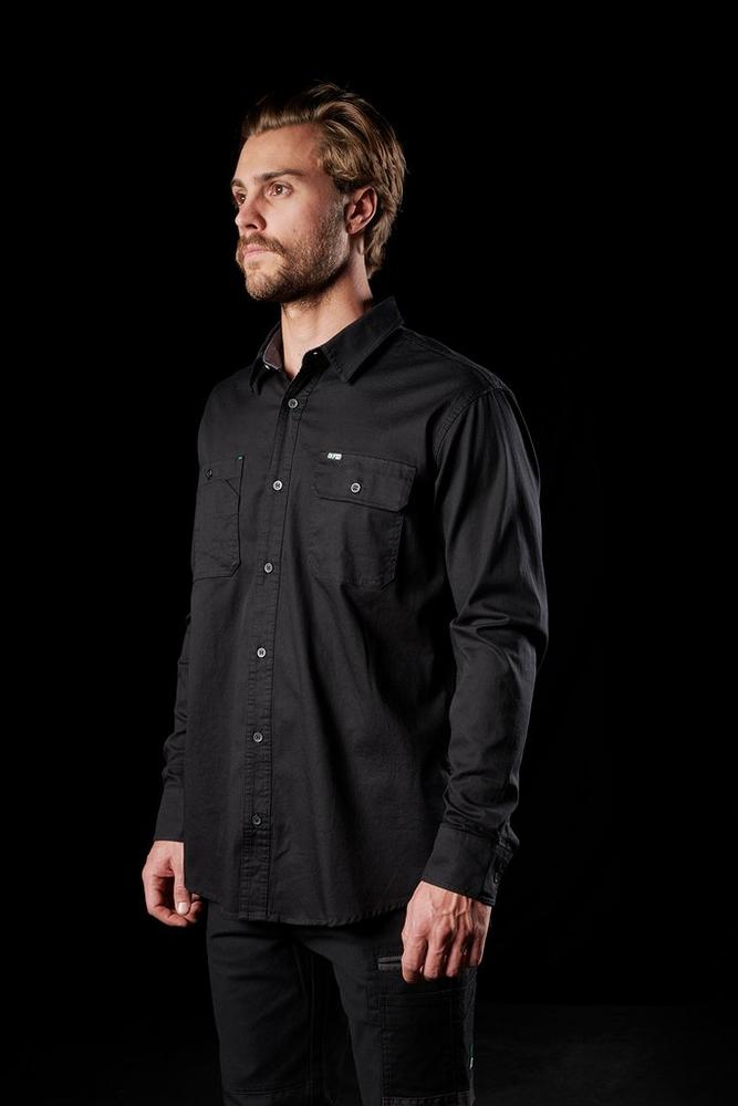 FXD Workwear Men's Stretch Long Sleeve Work Shirt BLACK