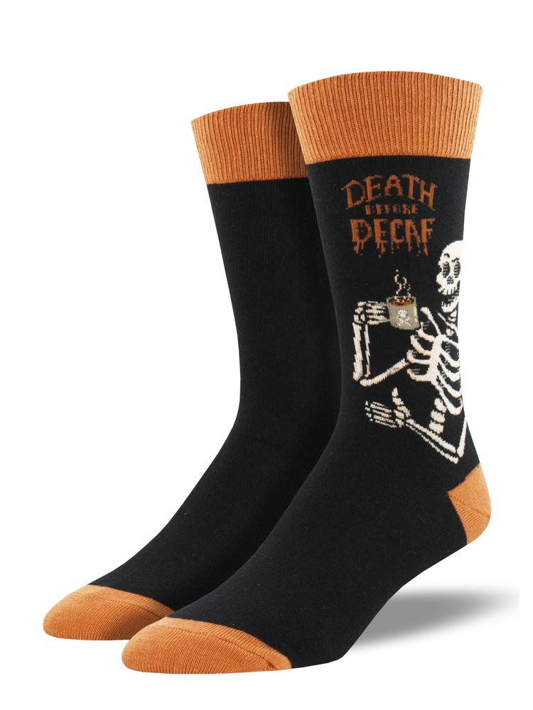 Socksmith Men's Death Before Decaf Socks BLACK