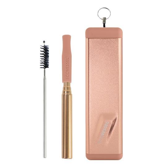 Ecovessel Quickstraw Telescoping Straw with Carry Case ROSE_GOLD