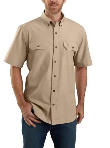 Men's Loose Fit Midweight Short Sleeve Button-Front Shirt