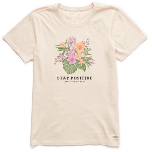 Life Is Good Women's Stay Positive Tropical Flowers Crusher Tee