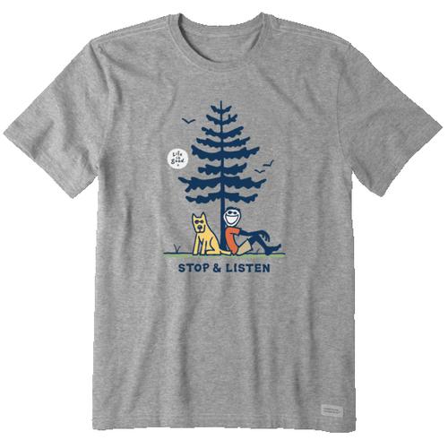 Life Is Good Men's Jake and Rocket Stop and Listen Crusher Tee
