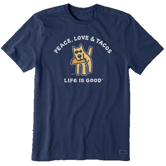 Life Is Good Men's Rocket Peace Love and Tacos Crusher Tee DRKBLUE