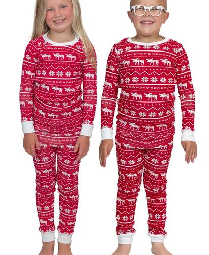 Lazy One Kids' Nordic Moose Long Sleeve Pajama Set