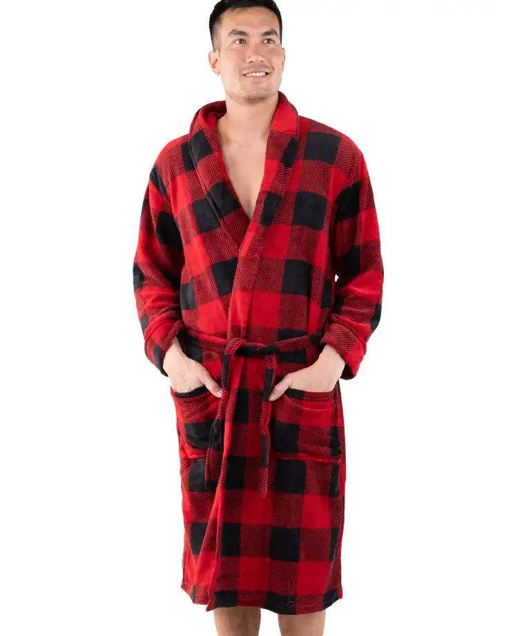  Lazy One Men's Red Plaid Robe