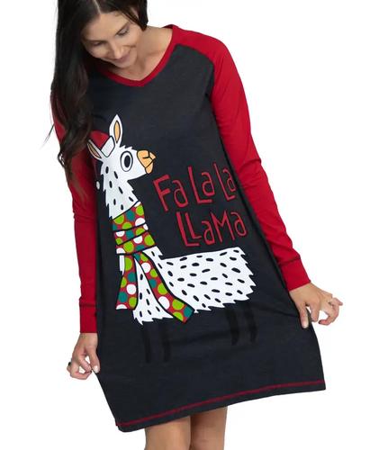 Lazy One Women's Long Sleeve Fa La La Llama Nightshirt