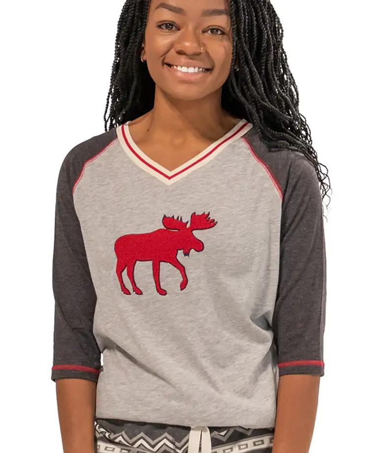  Lazy One Women's Cabin Moose Tall Tee