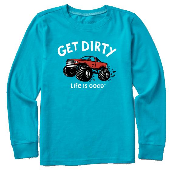  Life Is Good Kids ' Get Dirty Truck Long Sleeve Crusher Tee