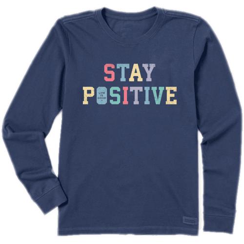 Life Is Good Women's Stay Positive Athletic Crusher-Lite Long Sleeve Crew Neck