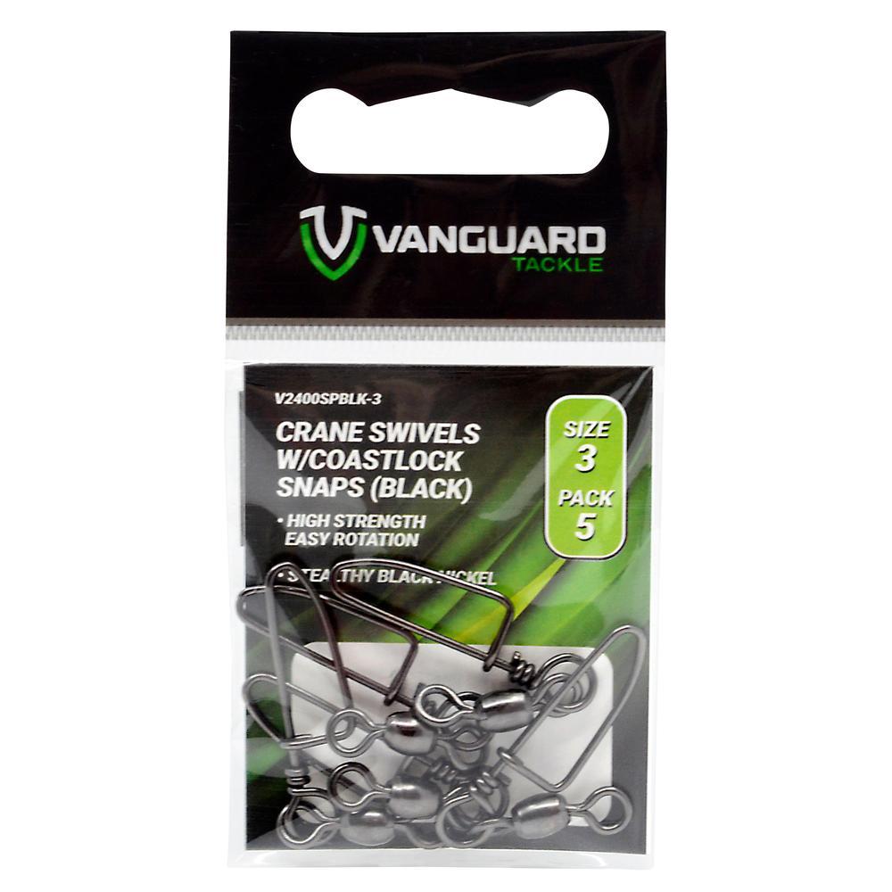 Vanguard Crane Swivels with Coastlock Snaps in Black 5PK
