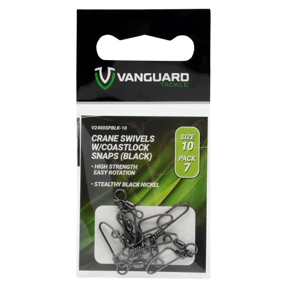 Vanguard Crane Swivels with Coastlock Snaps in Black 7PK