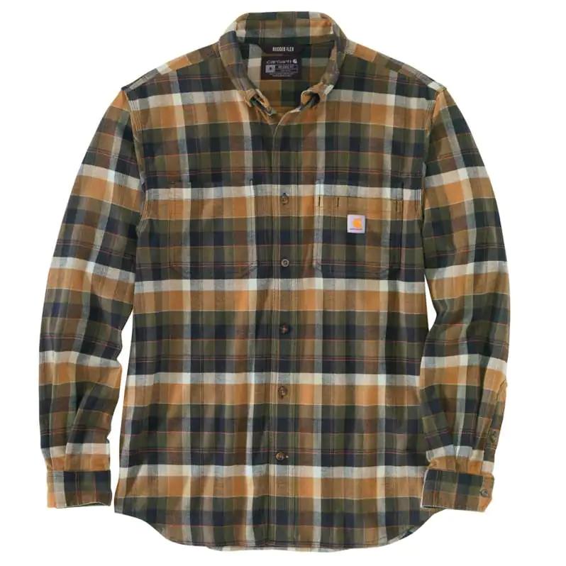 Carhartt Men's Rugged Flex Midweight Flannel Relaxed Fit Shirt Big and Tall Sizes BASIL