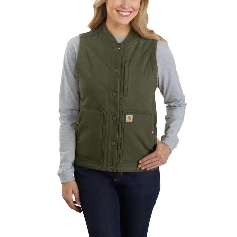 Carhartt Women's Rugged Flex Relaxed Fit Canvas Insulated Rib Collar Vest BASIL
