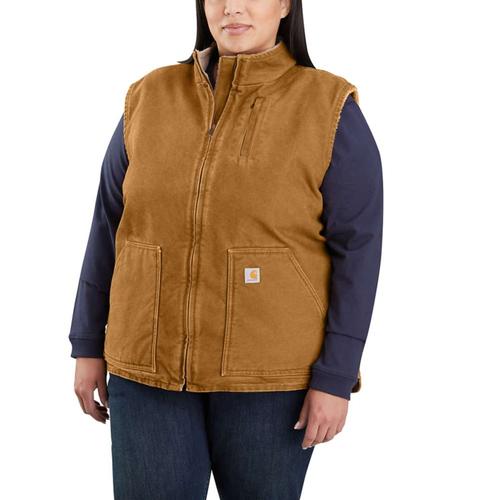 Carhartt Women's Relaxed Fit Washed Duck Sherpa Lined Mock Neck Vest