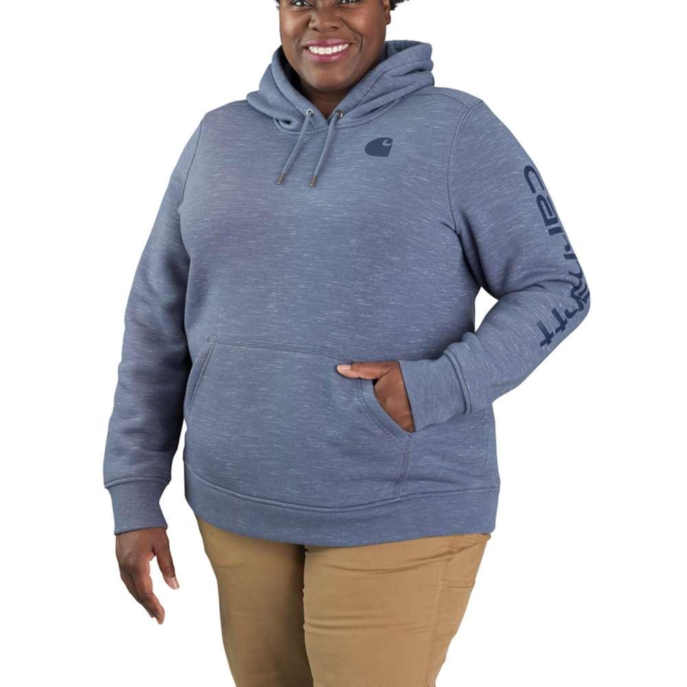 Carhartt Women's Relaxed Fit Midweight Logo Sleeve Graphic Sweatshirt FOLKSTONE_GRAY
