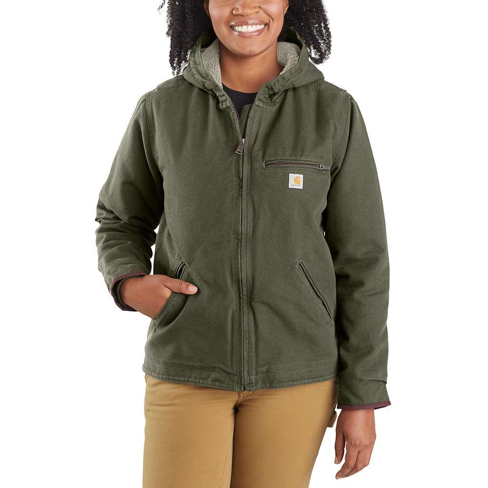 Carhartt Women's Loose Fit Washed Duck Sherpa Lined Jacket BASIL