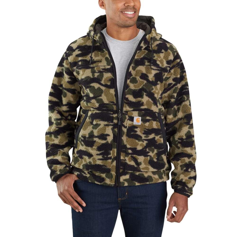 Carhartt Men's Rain Defender Relaxed Fit Reversible Fleece Lined Jacket BLACK_CAMO