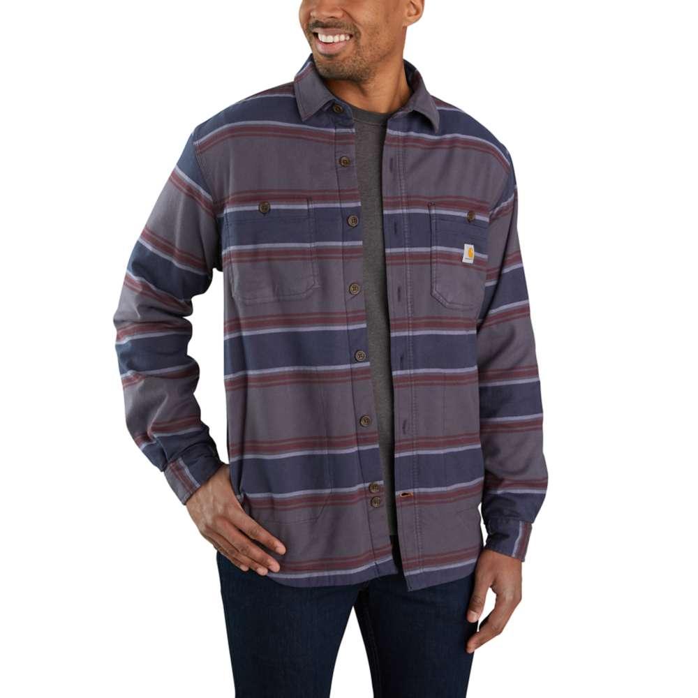 Carhartt Men's Rugged Flex Relaxed Fit Midweight Flannel Fleece Lined Shirt Big and Tall Sizes SHADOW