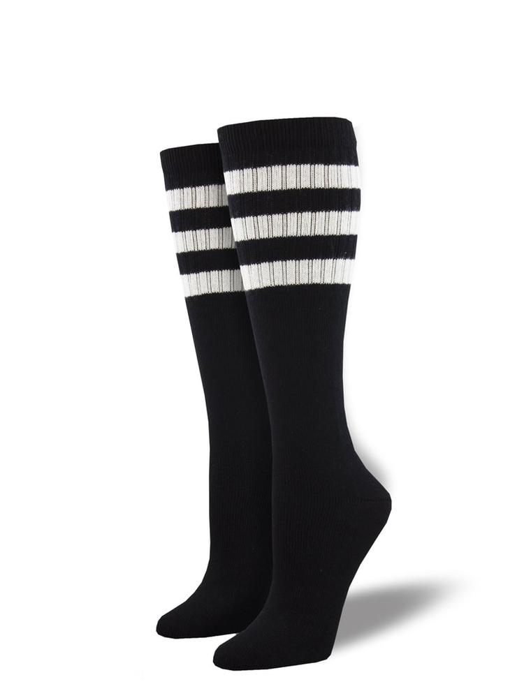 Socksmith High Roller Stripe Knee High Socks Small Medium BLACK/WHITE