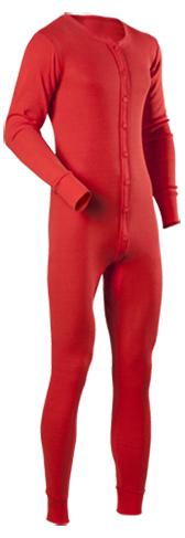 Indera Mills Men's Rib Knit Cotton Union Suit RED