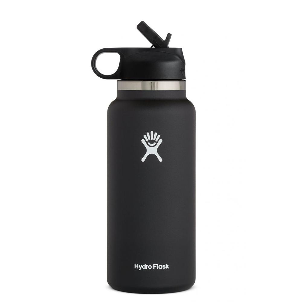 Hydro Flask 32oz Wide Mouth Bottle with Straw Lid BLACK