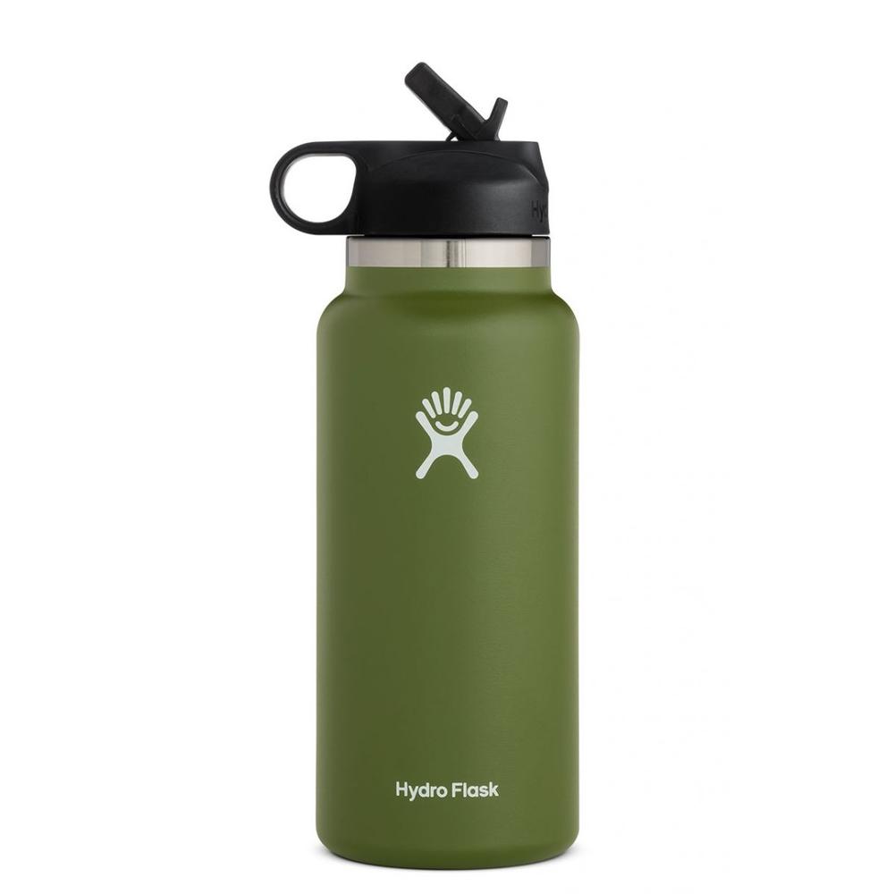 Hydro Flask 32oz Wide Mouth Bottle with Straw Lid OLIVE
