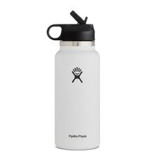 Hydro Flask 32oz Wide Mouth Bottle with Straw Lid WHITE