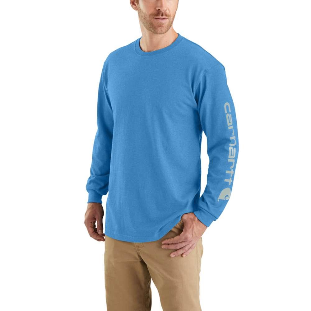 Carhartt Men's Loose Fit Heavyweight Long Sleeve Logo Graphic TShirt BLUE_LAGOON