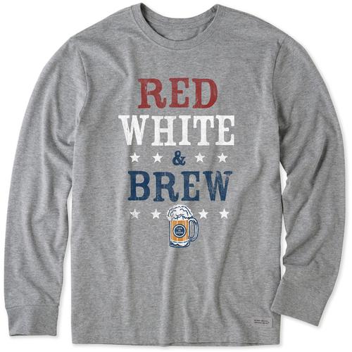 Life Is Good Men's Red White and Brew Long Sleeve Crusher Lite Tee