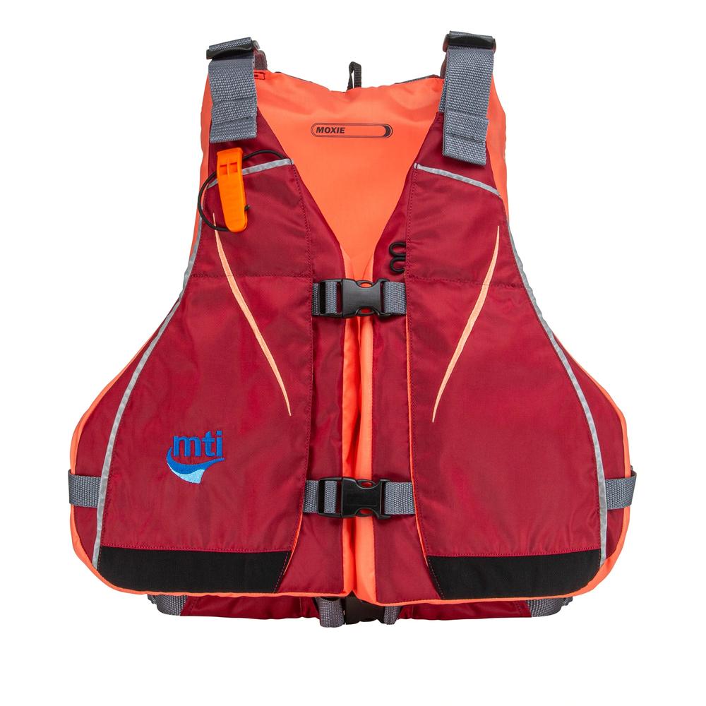 MTI Women's Moxie PFD with Adjust-a-Bust and High Back MERLOT/CORAL