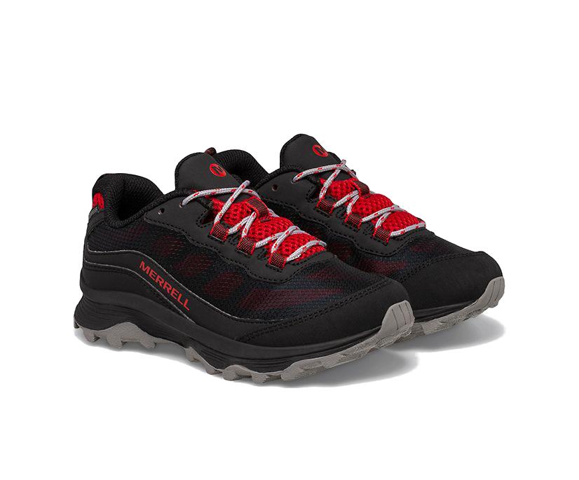 Merrell Kids' Moab Speed Low Waterproof Hiking Shoe in Grey Black Red GREY/BLACK/RED