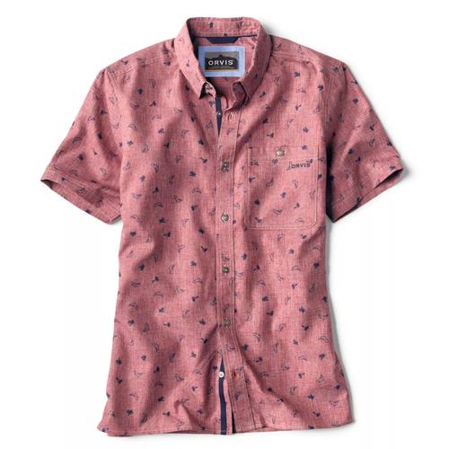 Orvis Men's Printed Tech Chambray Short Sleeve Shirt
