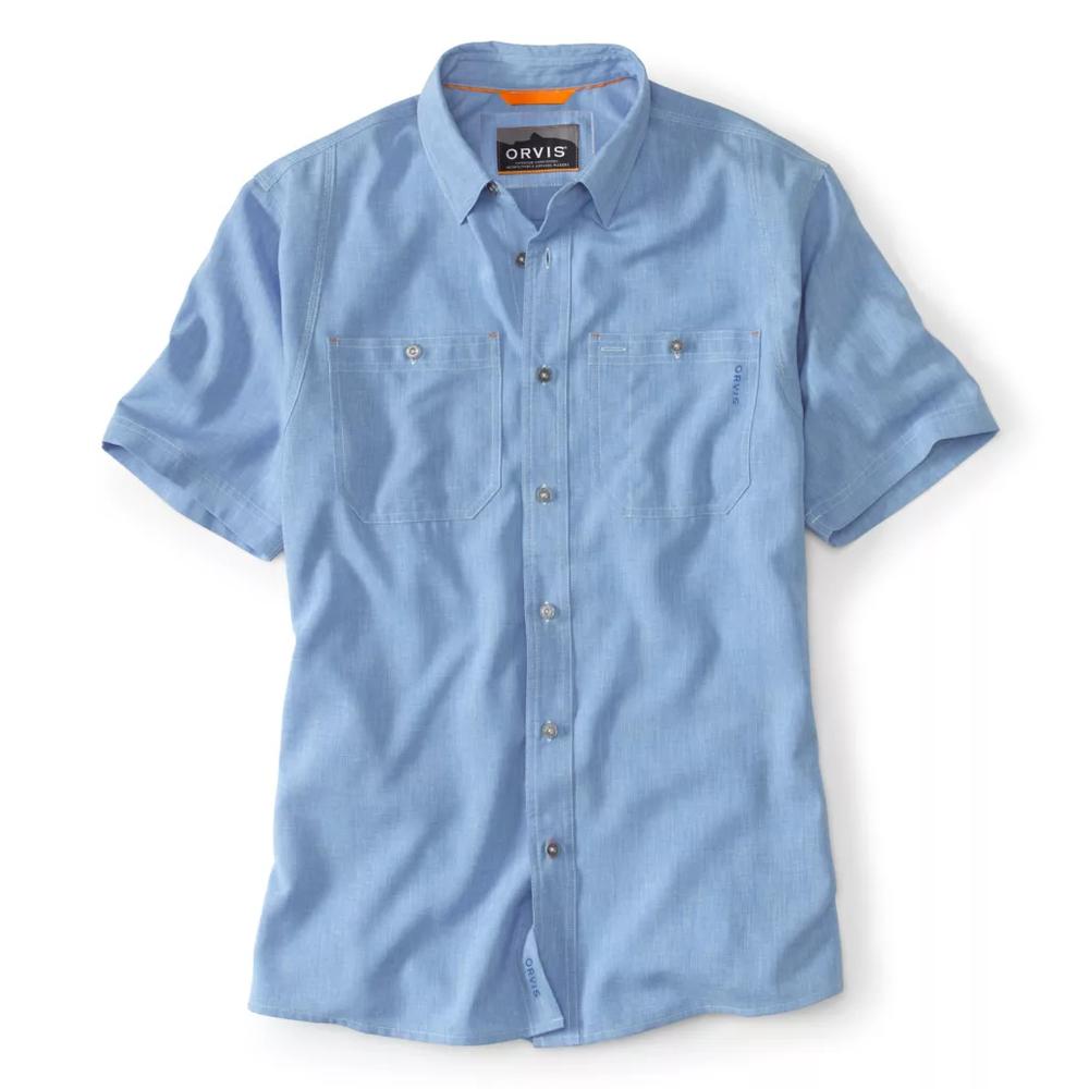 Orvis Men's Tech Chambray Short Sleeve Shirt MEDIUM_BLUE