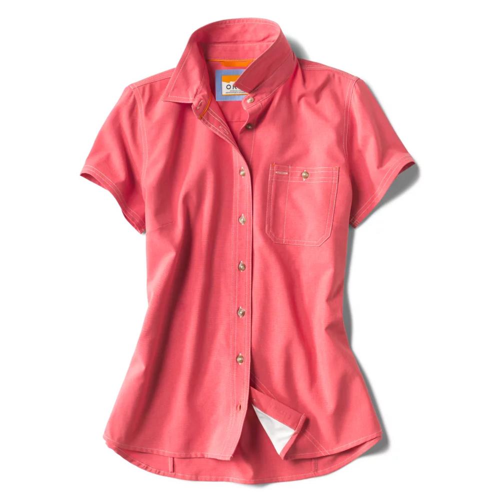 Orvis Women's Tech Chambray Short Sleeve Workshirt FADED_RED