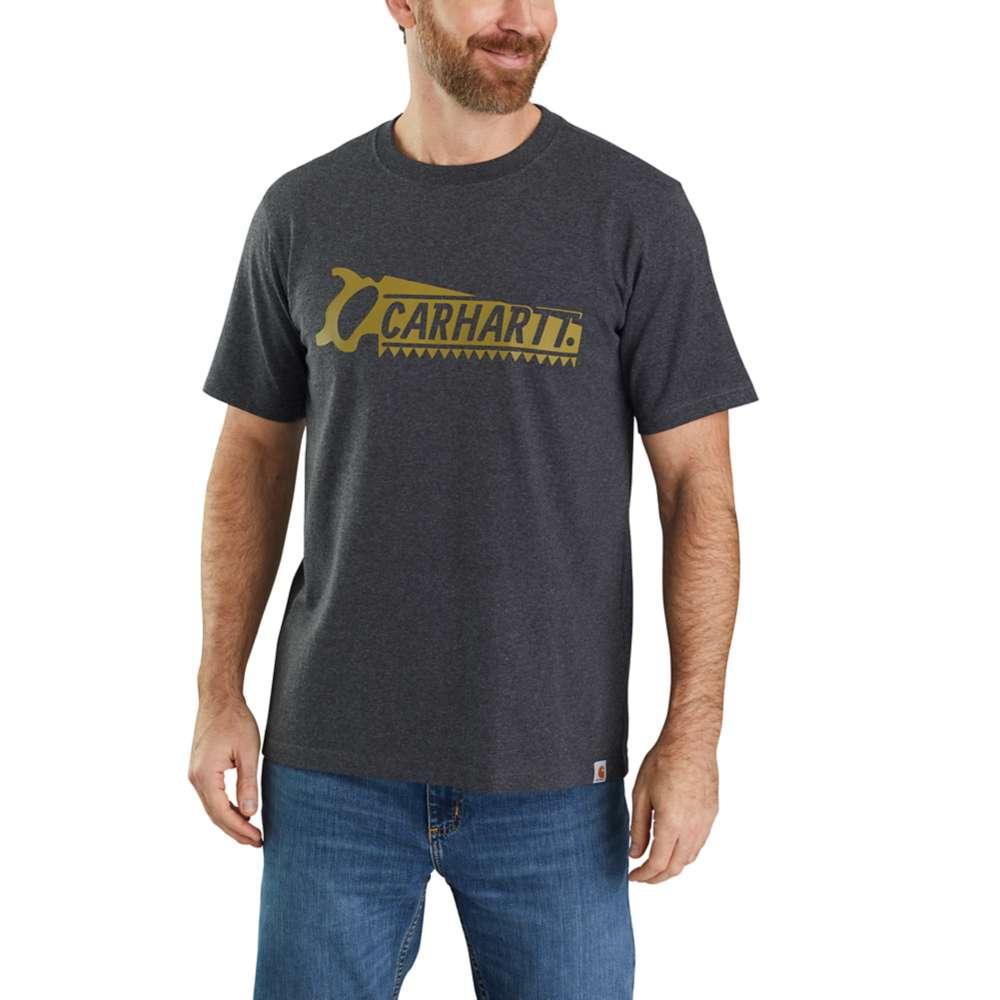 Carhartt Men's Relaxed Fit Heavyweight Short Sleeve Saw Graphic T-Shirt CARBON