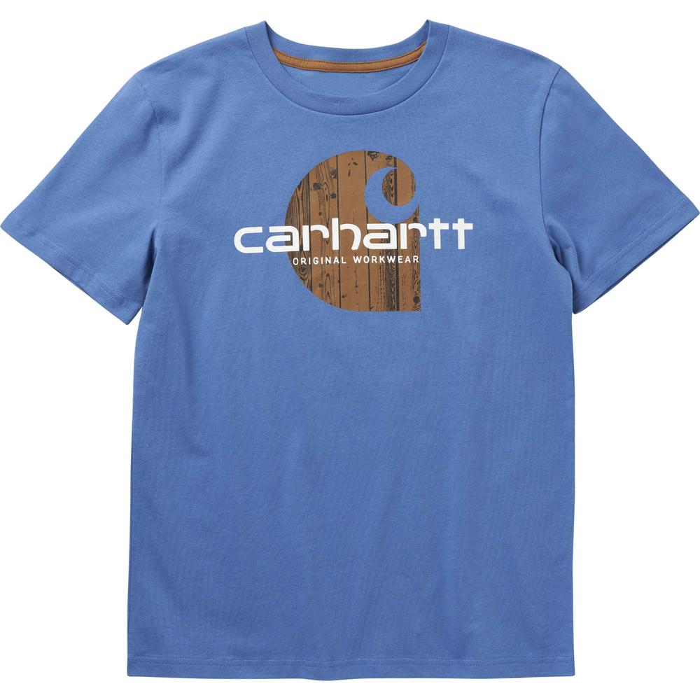 Carhartt Big Kids' Short Sleeve Woodgrain C Logo Tee Shirt BRIGHTCOBALT_B88