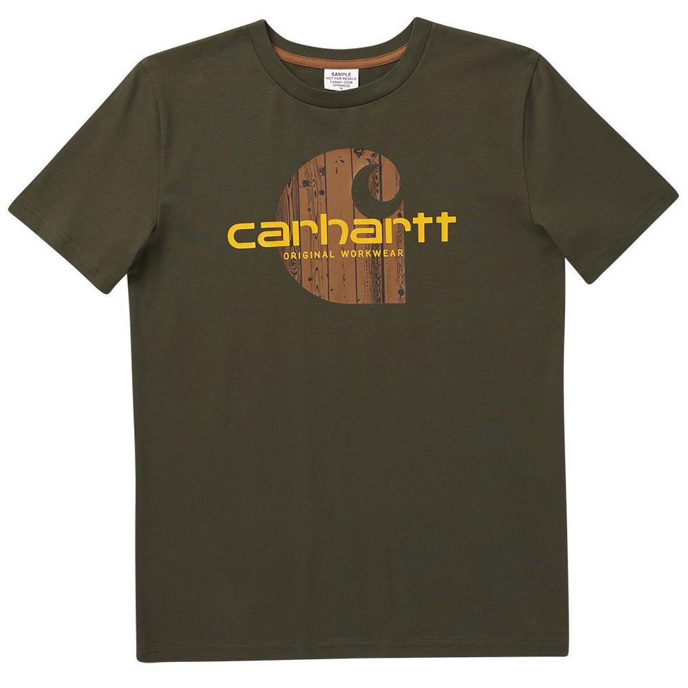 Carhartt Big Kids' Short Sleeve Woodgrain C Logo Tee Shirt OLIVE_CG26