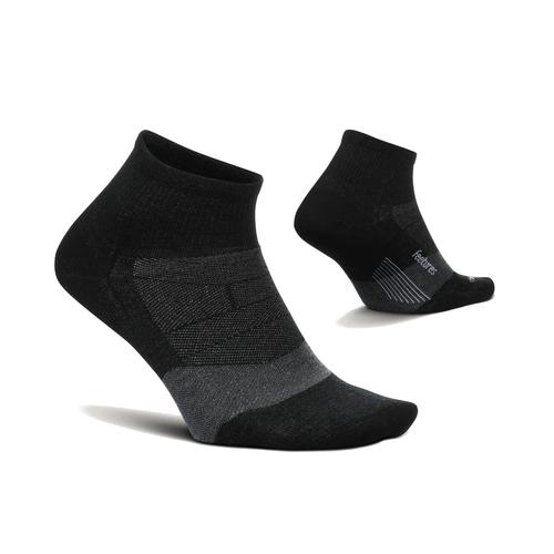 Feetures Merino 10 Cushion Quarter Crew Socks Charcoal