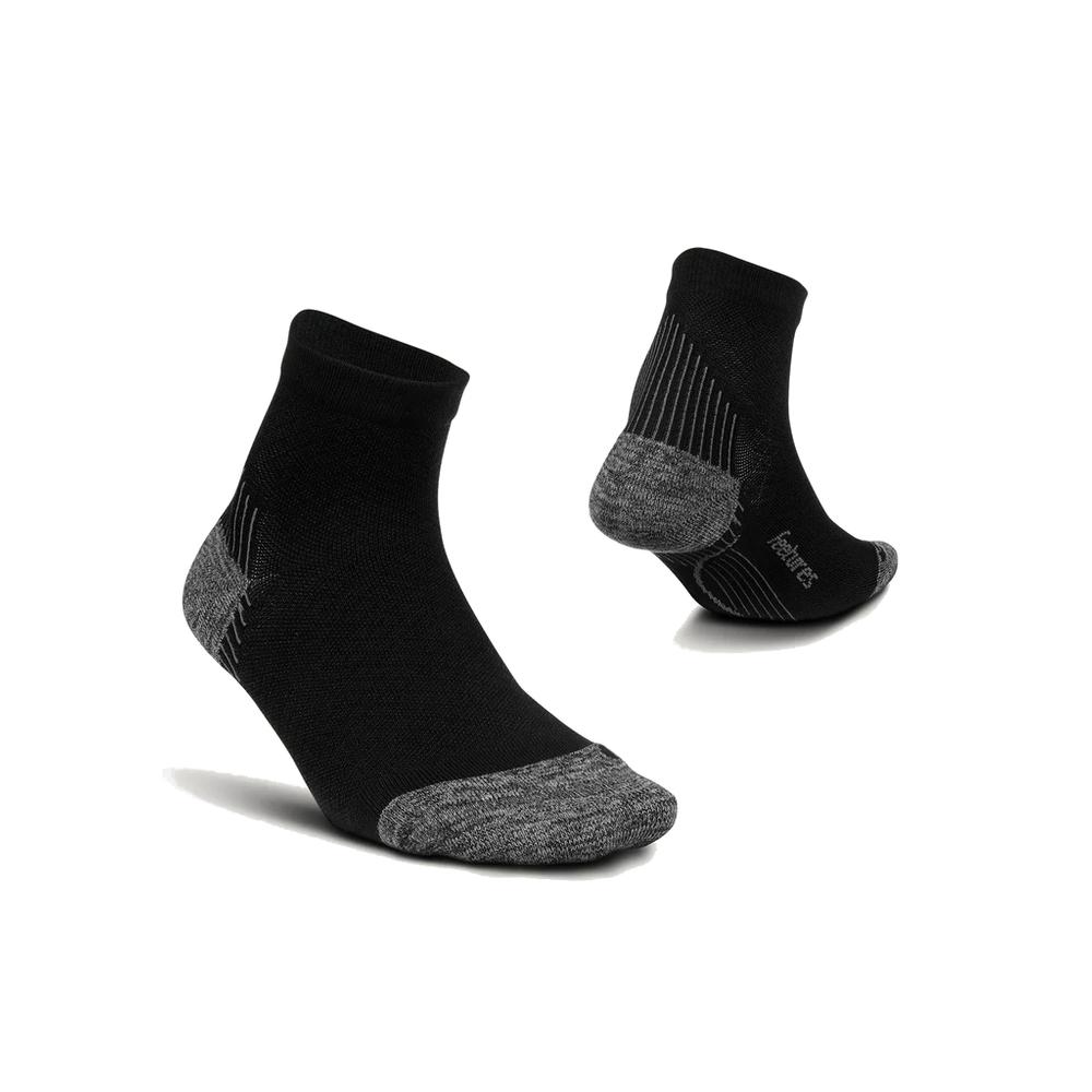 Feetures Plantar Fasciitis Relief Cushion Quarter Crew Socks Black BLACK