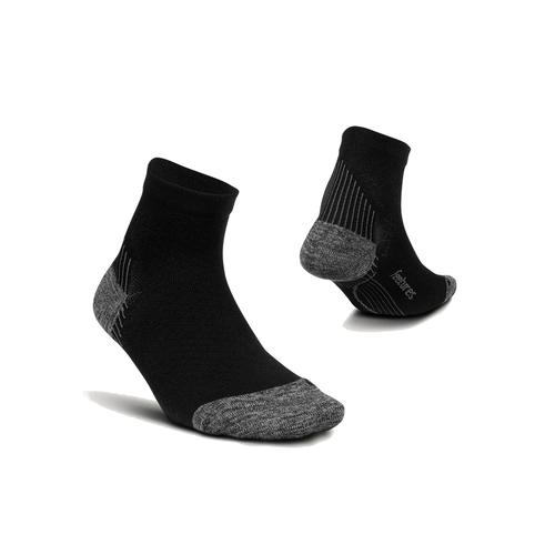 Feetures Plantar Fasciitis Relief Cushion Quarter Crew Socks Black