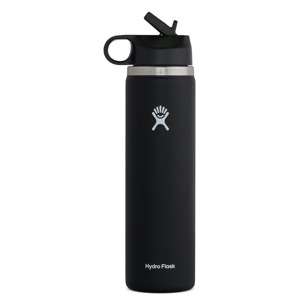 Hydro Flask 24oz Wide Mouth Bottle with Straw Lid BLACK