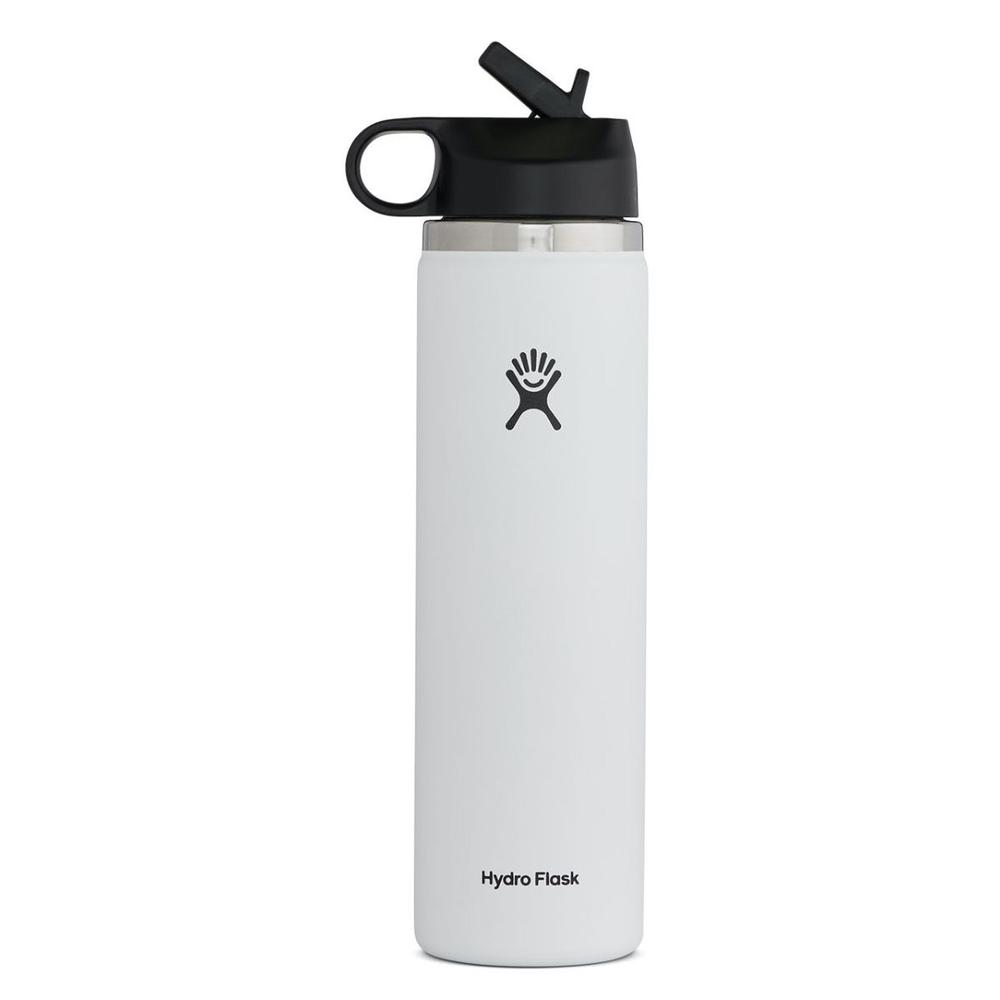 Hydro Flask 24oz Wide Mouth Bottle with Straw Lid WHITE