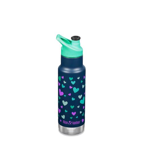 Klean Kanteen Kids' Insulated Classic 12oz Bottle with Sport Cap Navy Hearts