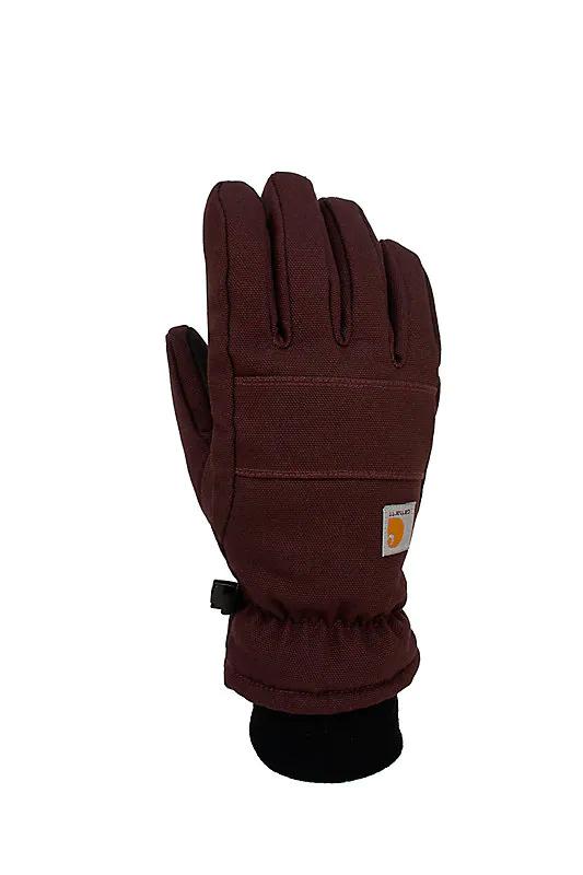 Carhartt Women's Insulated Duck Synthetic Leather Knit Cuff Glove DEEP_WINE