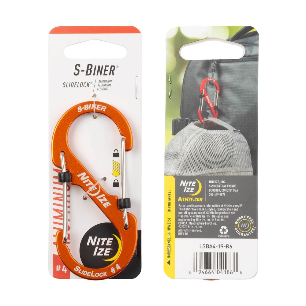 NiteIze S-Biner Slidelock Aluminum Carabiner ORANGE